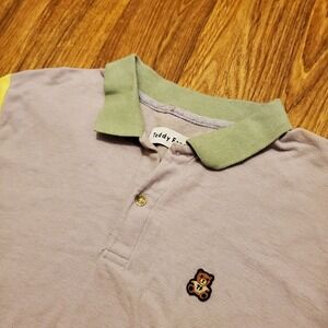 Teddy Fresh Rugby Polo Shirt Men Medium Long Sleeve Bear Colorblock Easter